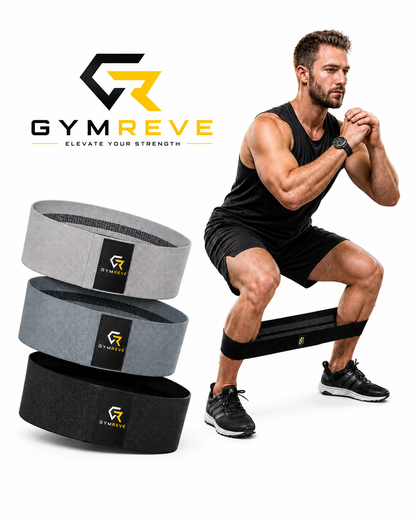 GYMREVE PowerHip Fabric Resistance Band Set (3 Bands)